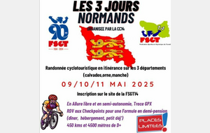 3 JOURS NORMANDS Du comité FSGT 14 Vendredi 9, samedi 10, dimanche 11 mai 2025