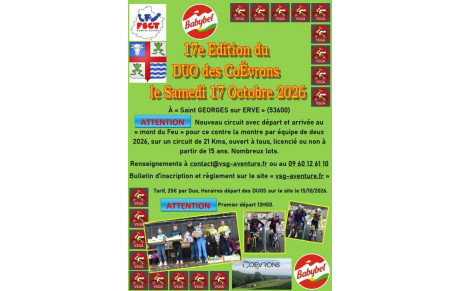 Samedi 17 octobre 17e Edition du DUO des Coëvrons